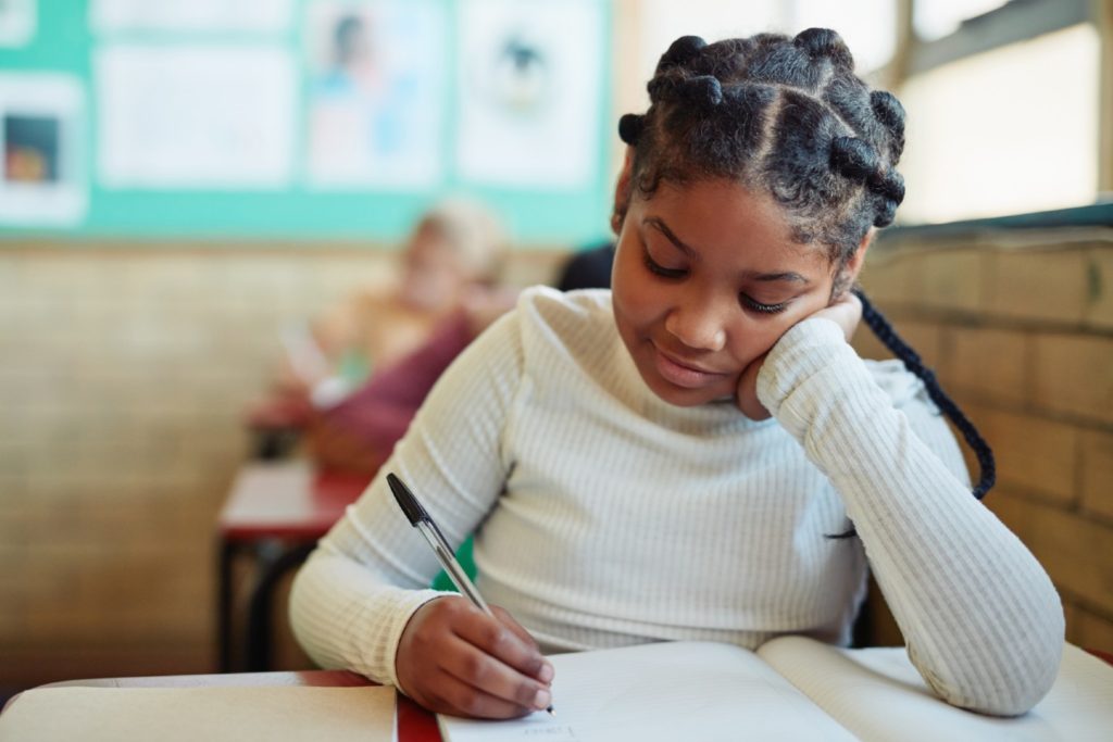 Little girl learning